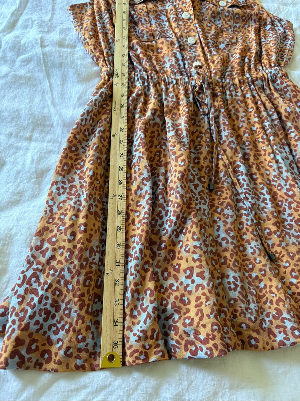 Nine West Leopard Print Tie-Waist Shirtdress L - Picture 7 of 11